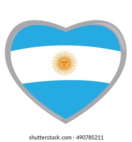Isolated Argentinian flag on a heart shape, Vector illustration