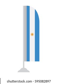 Isolated Argentinian flag on a pole, Vector illustration