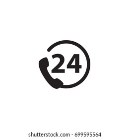 Isolated Around The Clock Icon Symbol On Clean Background. Vector 24 Hours Service Element In Trendy Style.