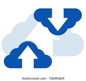 isolated arrow icon on white background for transfer applications service data and other. Easy technology global system on cloud 