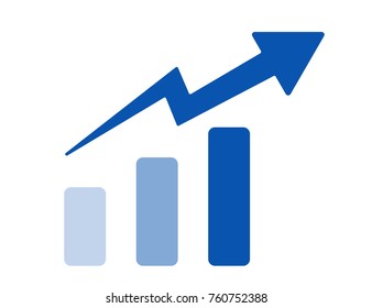 isolated up arrow icon on white background,business plan meeting and chart with development in better way,success growth and marketing