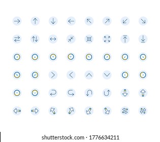 Paquete de iconos de flecha aislada con estilo multicolor