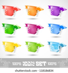isolated arrow icon set with banner rainbow color