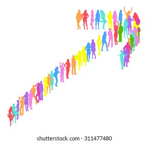 Flecha aislada hecha de siluetas vectoriales 