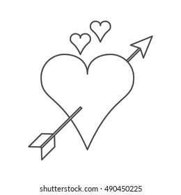 Isolated arrow through heart design