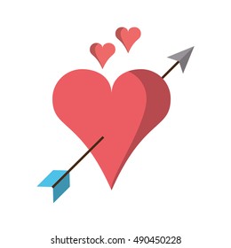 Isolated arrow through heart design