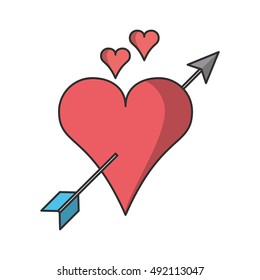 Isolated arrow through heart design