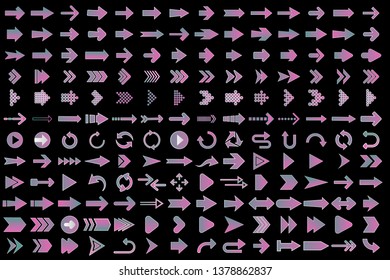 Isolated arrow vector 3d button icon set for web, mobile app, banner, flyer. Isolated arrow vector icon set collection for application. Button arrow curve flat. Arrow download button. Cursor 3d button