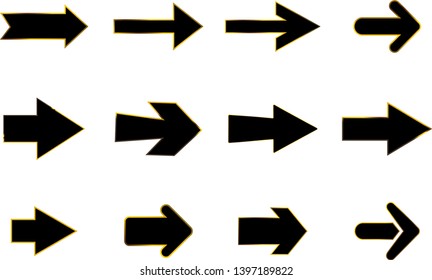 Isolated arrow vector 3d button icon set use for web, mobile app, banner, site and flyer. Isolated arrow vector icon set collection for application. Button arrow curve flat. Arrow download button
