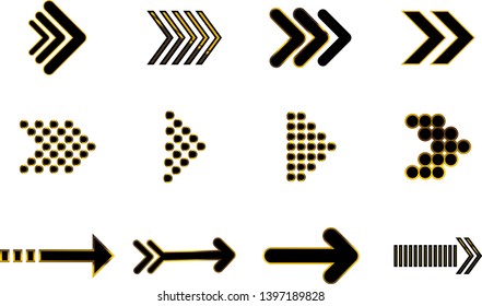 Isolated arrow vector 3d button icon set use for web, mobile app, banner, site and flyer. Isolated arrow vector icon set collection for application. Button arrow curve flat. Arrow download button