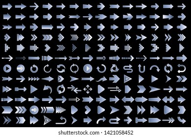 Isolated arrow vector icons set. Arrows icon collection for web, mobile app. Arrow vector download icon set. Arrows vector curve flat collection. Application digital button illustration 