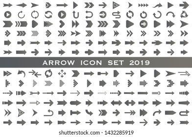 Isolated arrow vector icons set. Arrows icon collection for web, mobile app. Arrow vector download icon set. Arrows vector curve flat collection. Application digital button illustration 