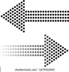 ISOLATED ARROWS WITH HALFTONE EFFECT. ILLUSTRATION VECTOR. DOTS GRAPHICS ELEMENTS.