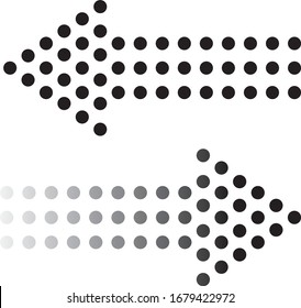 ISOLATED ARROWS WITH HALFTONE EFFECT. ILLUSTRATION VECTOR. DOTS GRAPHICS ELEMENTS.