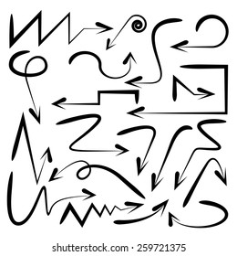 isolated arrows, hand drawn arrows set 