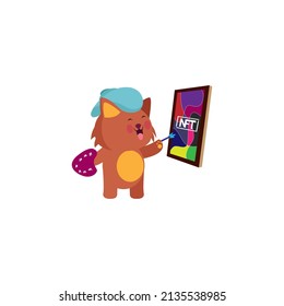 Isolated art cat animated ntf color art digital illustration vector