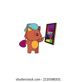 Isolated art cat animated ntf color art digital illustration vector