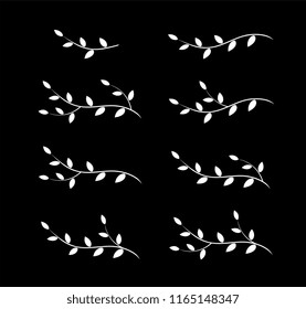 isolated art white tree branches with leaves