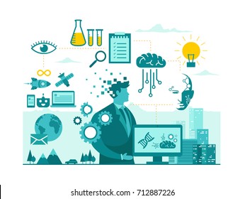 Isolated Artificial Intelligence Technology Start Up Business Concept Illustration