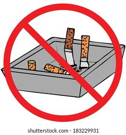 isolated ashtray, cigarettes, smoking, vector illustration