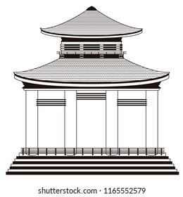 Traditional Japanese Architecture Icons Bridge Temple Stock Vector ...