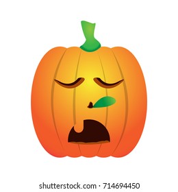 Isolated asleep jack-o-lantern on a white background, Vector illustration