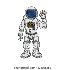 Isolated astronaut cartoon design