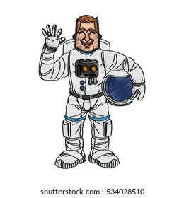 Isolated astronaut cartoon design