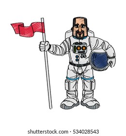 Isolated astronaut cartoon design
