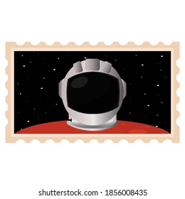 Isolated Astronaut helmet in Mars picture icon - Vector