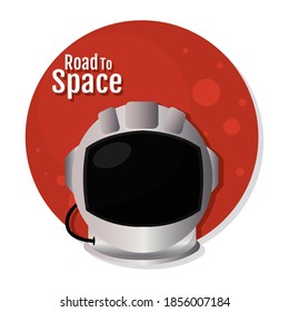Isolated Astronaut helmet in Moon logo road to space icon - Vector