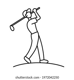 Isolated athlete character icon practicing golf