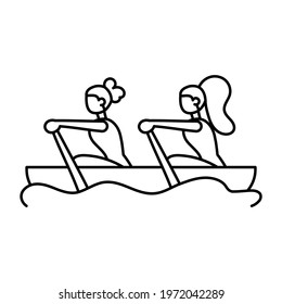 Isolated athlete character icon practicing rafting