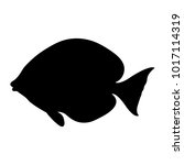 Isolated "Atlantic Blue Tang" fish (or Blue Doctorfish, Acanthurus Coeruleus) black silhouette - Eps10 vector graphics and illustration