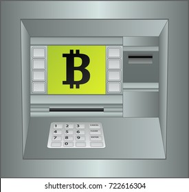 isolated atm panel with bitcoin symbol