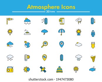 Isolated Atmosphere Icon Set In Blue And Yellow Color.