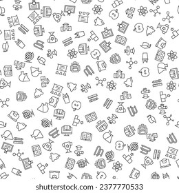 Isolated Atom, Classroom, School Supplies, Chemical Compound, University Seamless Pattern for printing, wrapping, design, sites, shops, apps