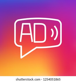 Isolated audio description icon line symbol on clean background. Vector ad element in trendy style.