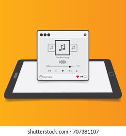 isolated audio streaming player user interface application. flat design style vector illustration