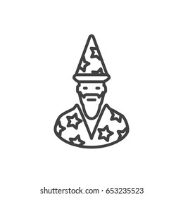 Isolated Augur Outline Symbol On Clean Background. Vector Astrologer Element In Trendy Style.