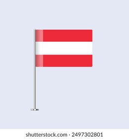 Isolated Austria Table Flag on Pole, Austrian Flag Vector Design for Print and Web