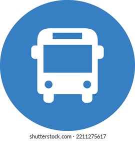 Isolated autobus in a blue circle. Flat design vector. 
