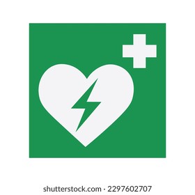 Isolated Automated External Heart Defibrillator Symbol. Vector Illustrator.
