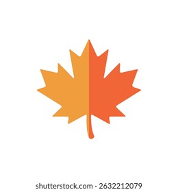 Isolated autumn maple leaf with shades of orange color, presented on a clean white backdrop. Illustrates the season, plant, and vibrant nature.
