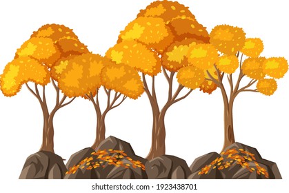 Árbol otoñal aislado en ilustración de fondo blanco