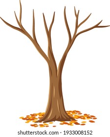 Árbol otoñal aislado en ilustración de fondo blanco
