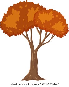 Isolated autumn tree on white background illustration