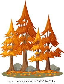 Isolated autumn tree on white background illustration