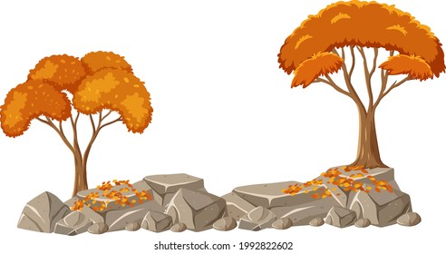 Árbol otoñal aislado en ilustración de fondo blanco