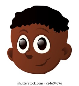 Isolated avatar of a happy black kid with black eyes on a white background, vector illustration